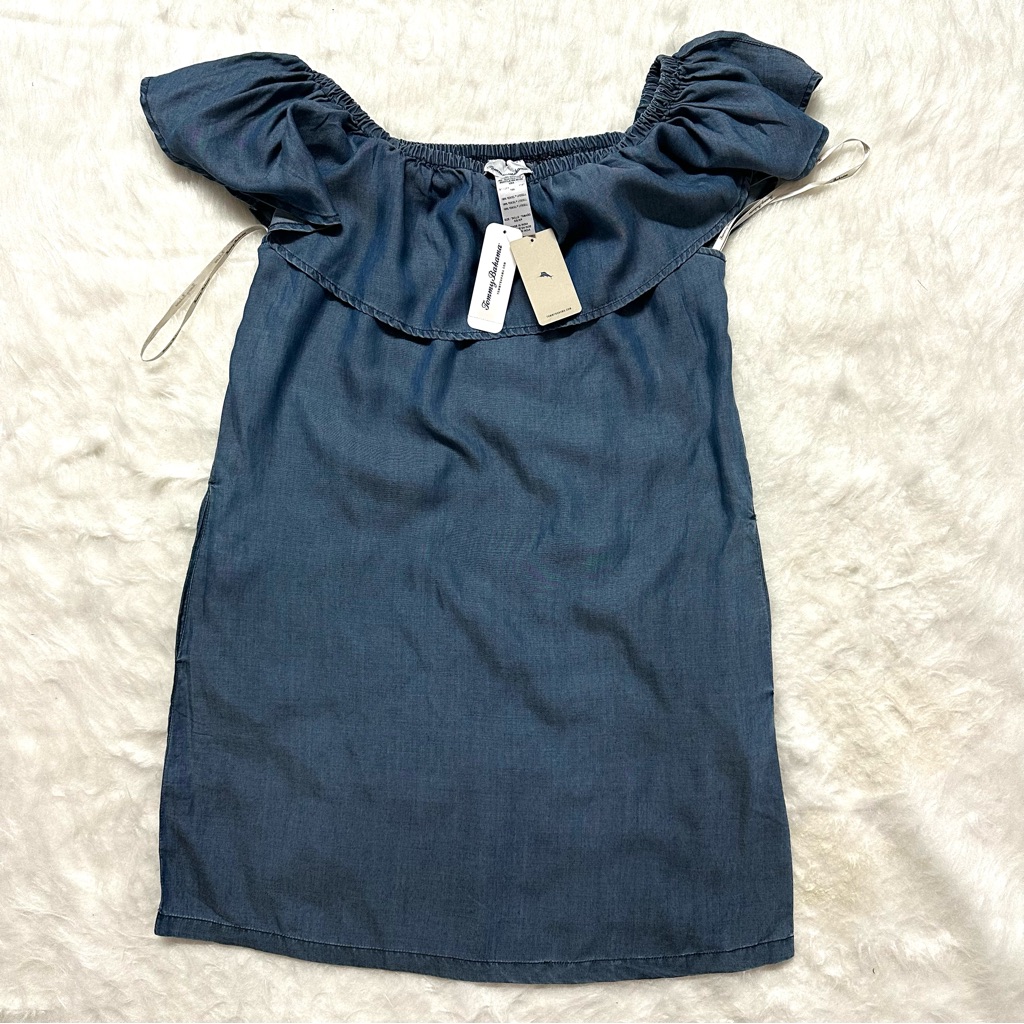 Tommy Bahama Blue Off-Shoulder Dress